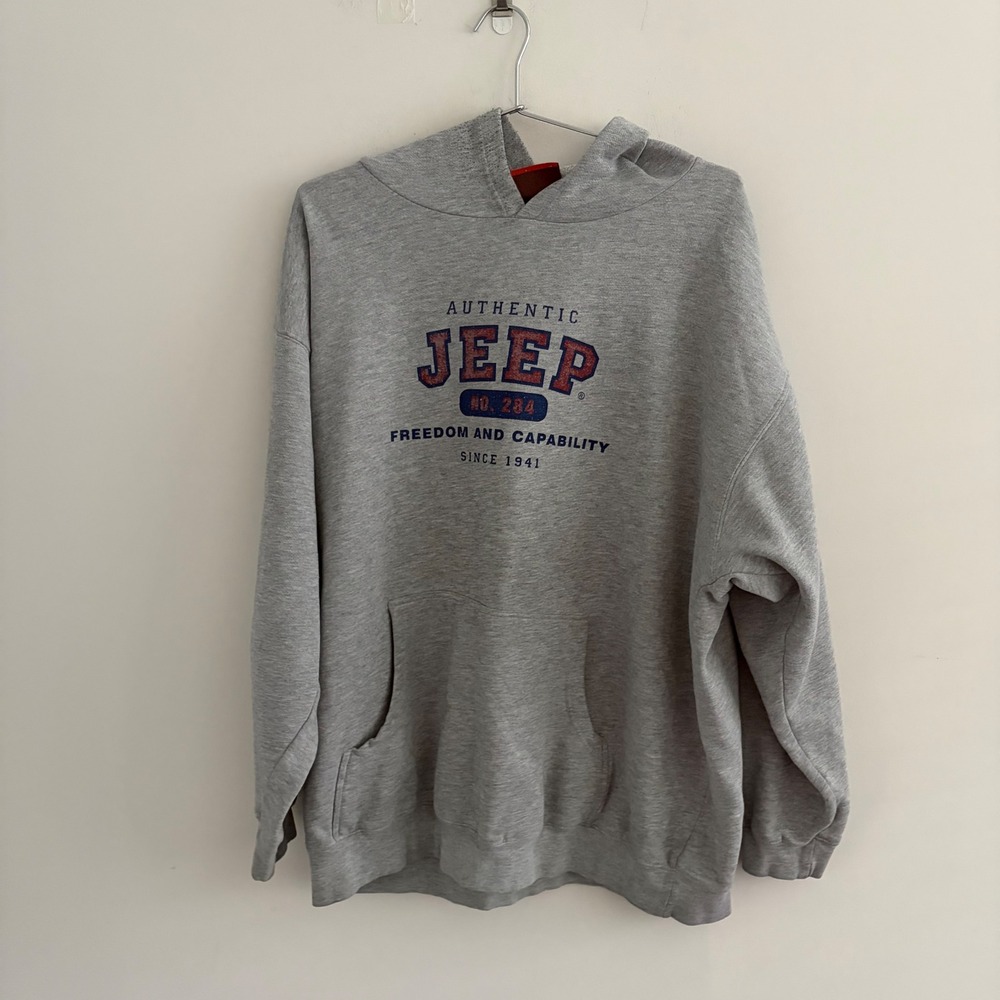 Jeep Authentic Freedom and Capability Gray Hoodie Mens XXL